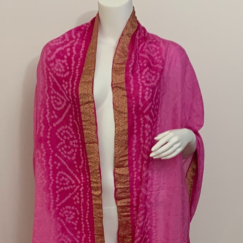 43" x 210" Indian Silk Fabric Gold Brocade border